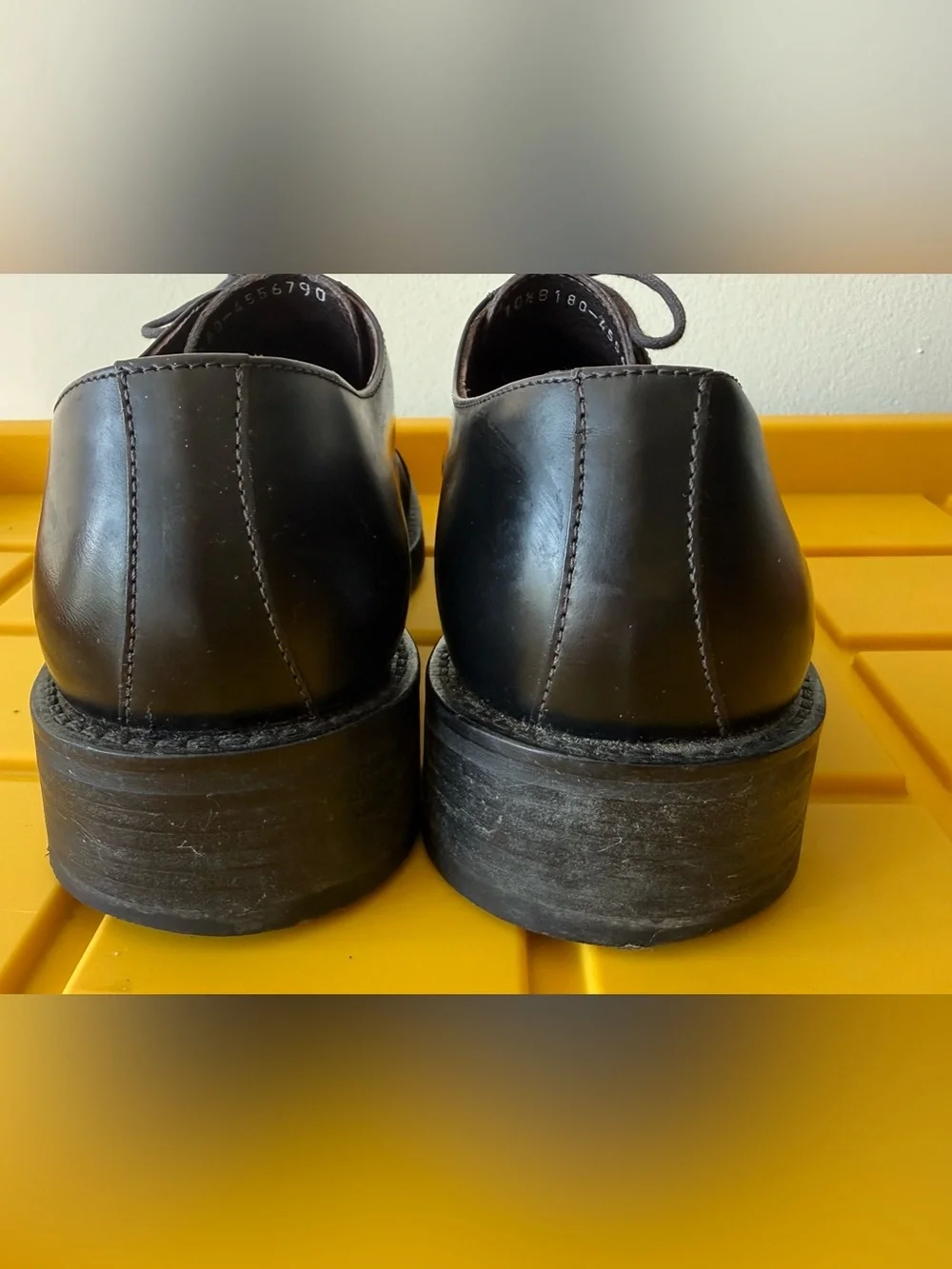 Kenneth Cole Black Leather Cap-Toe Derby Shoes